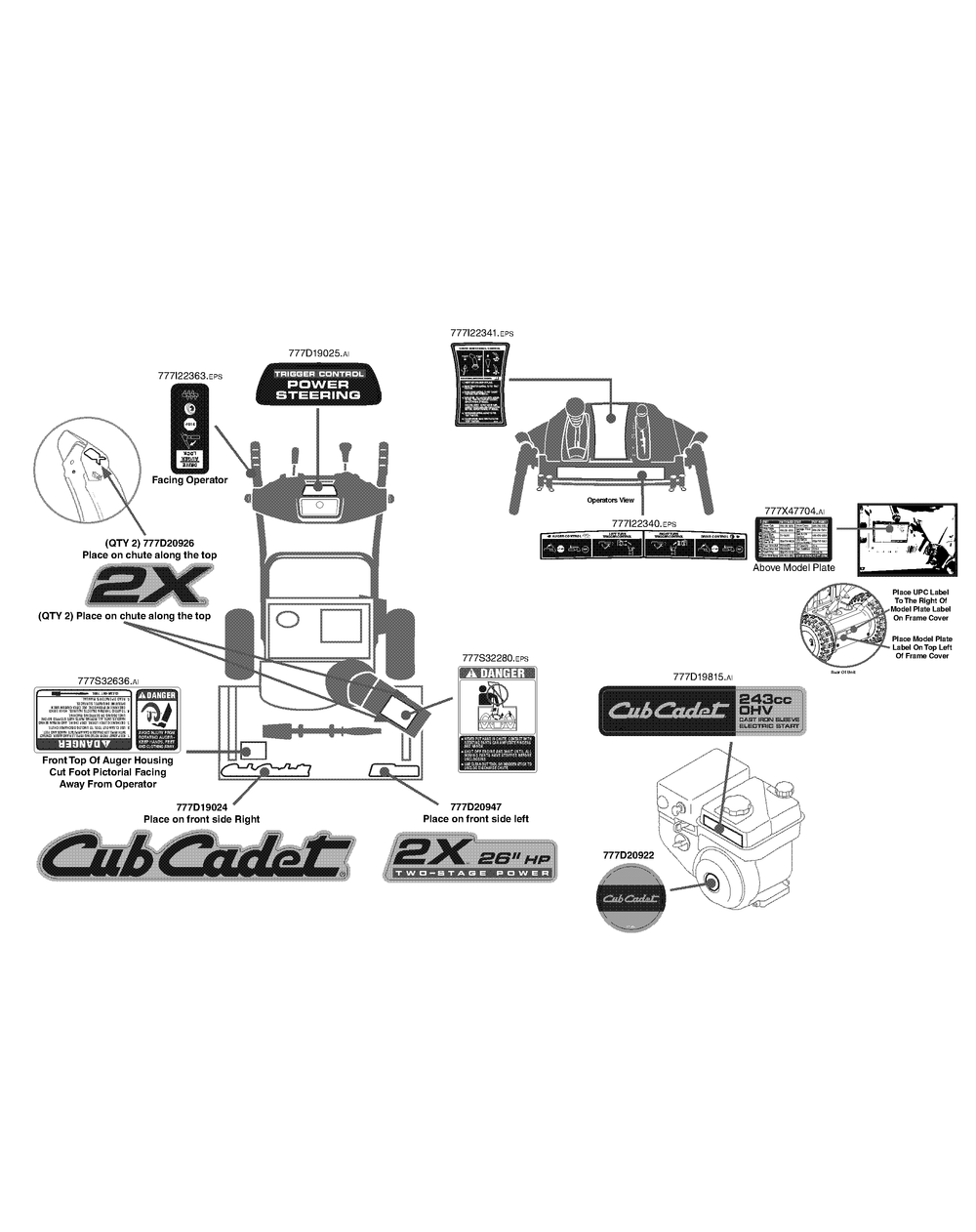 Label Map 31am56ss710 Diagram and Parts List for 2X26HP (31AM56SS710-31AM56SS756)(2015) Cub Cadet Snow Blower